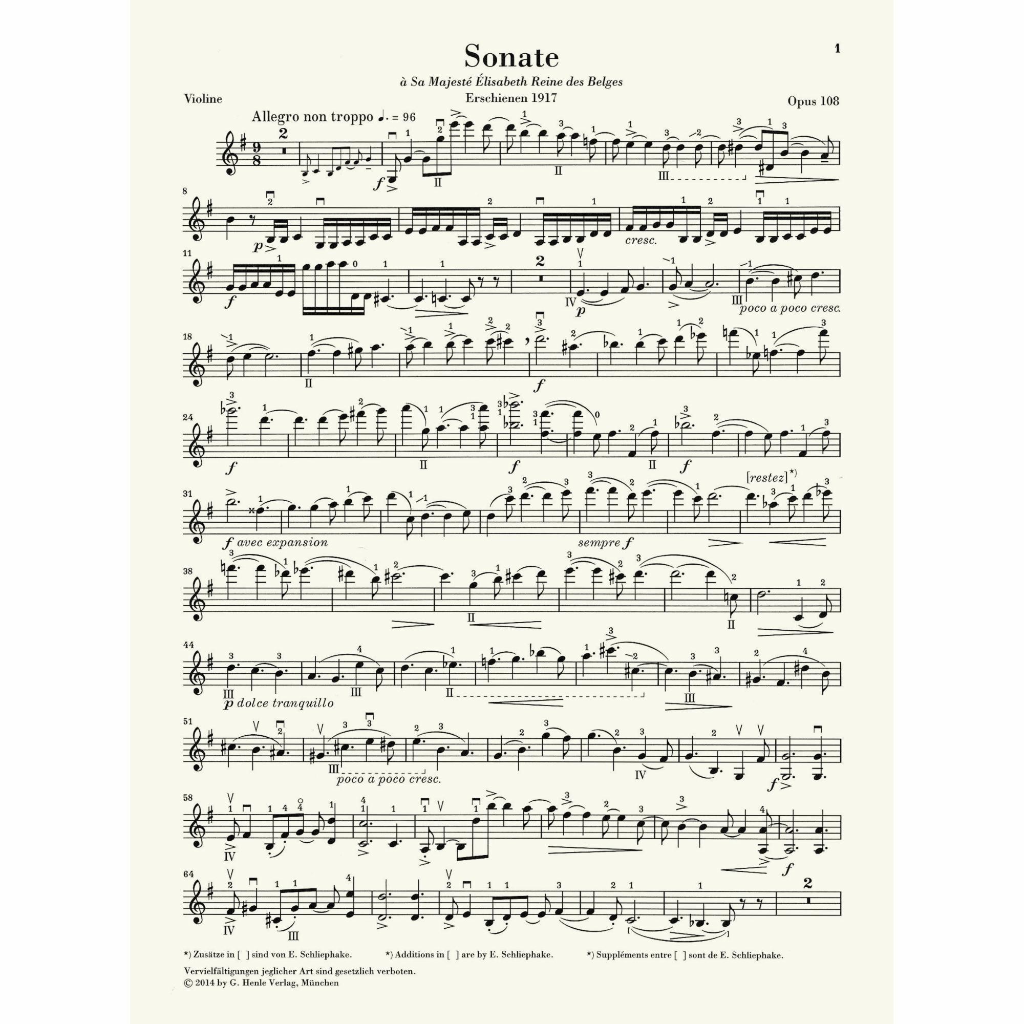 Sample: Marked Violin Part