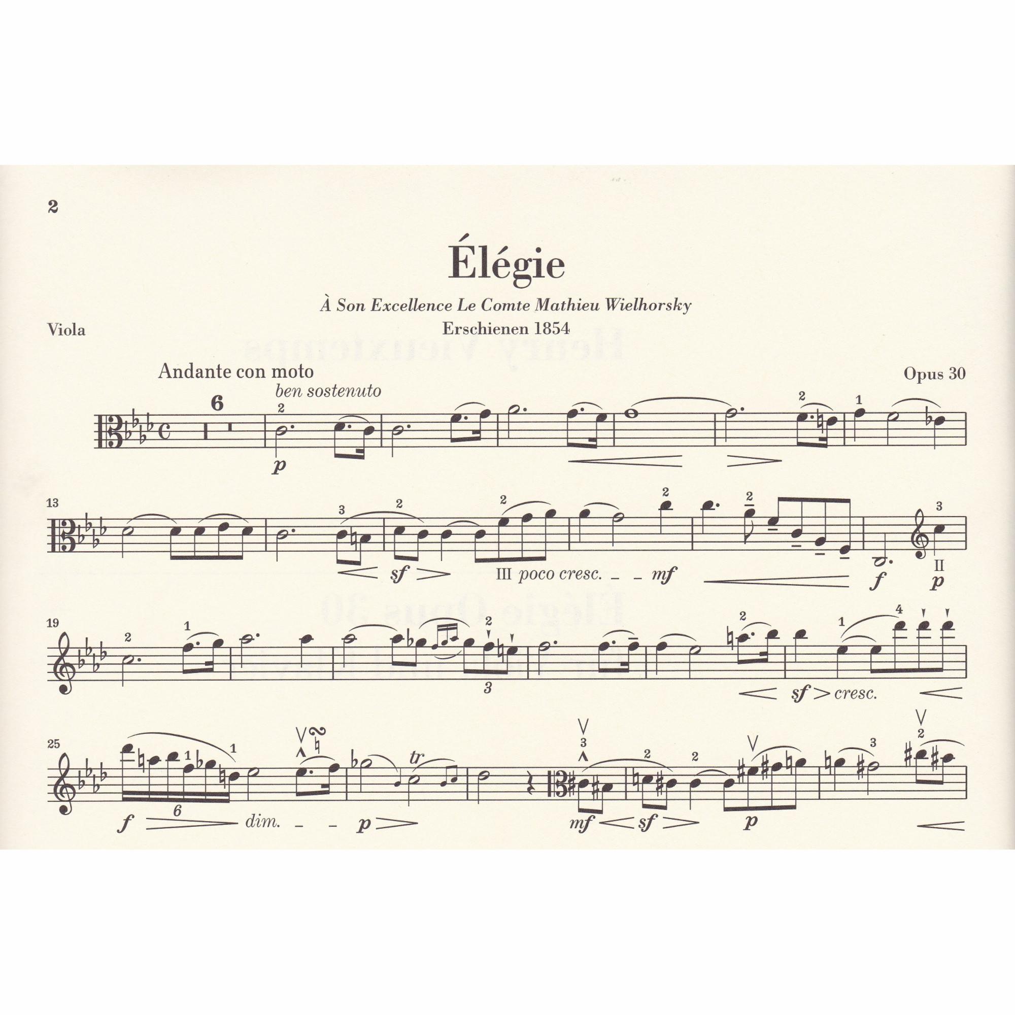 Elegie in F Minor for Viola and Piano, Op. 30