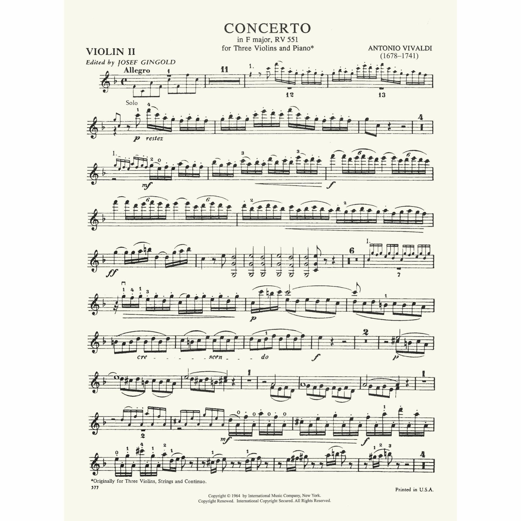 Sample: Violin II (Pg. 1)