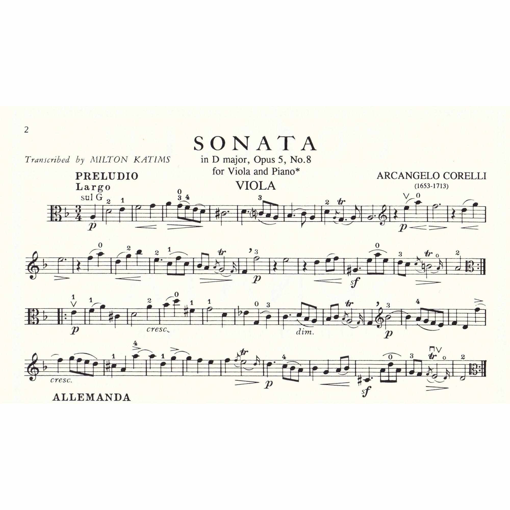 Viola Sonata in D Minor, Op. 5, No. 8
