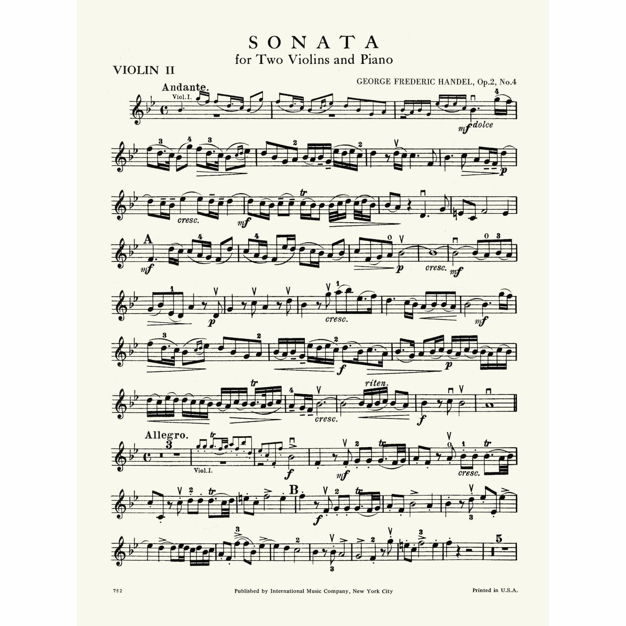 Sample: Violin II (Pg. 1)