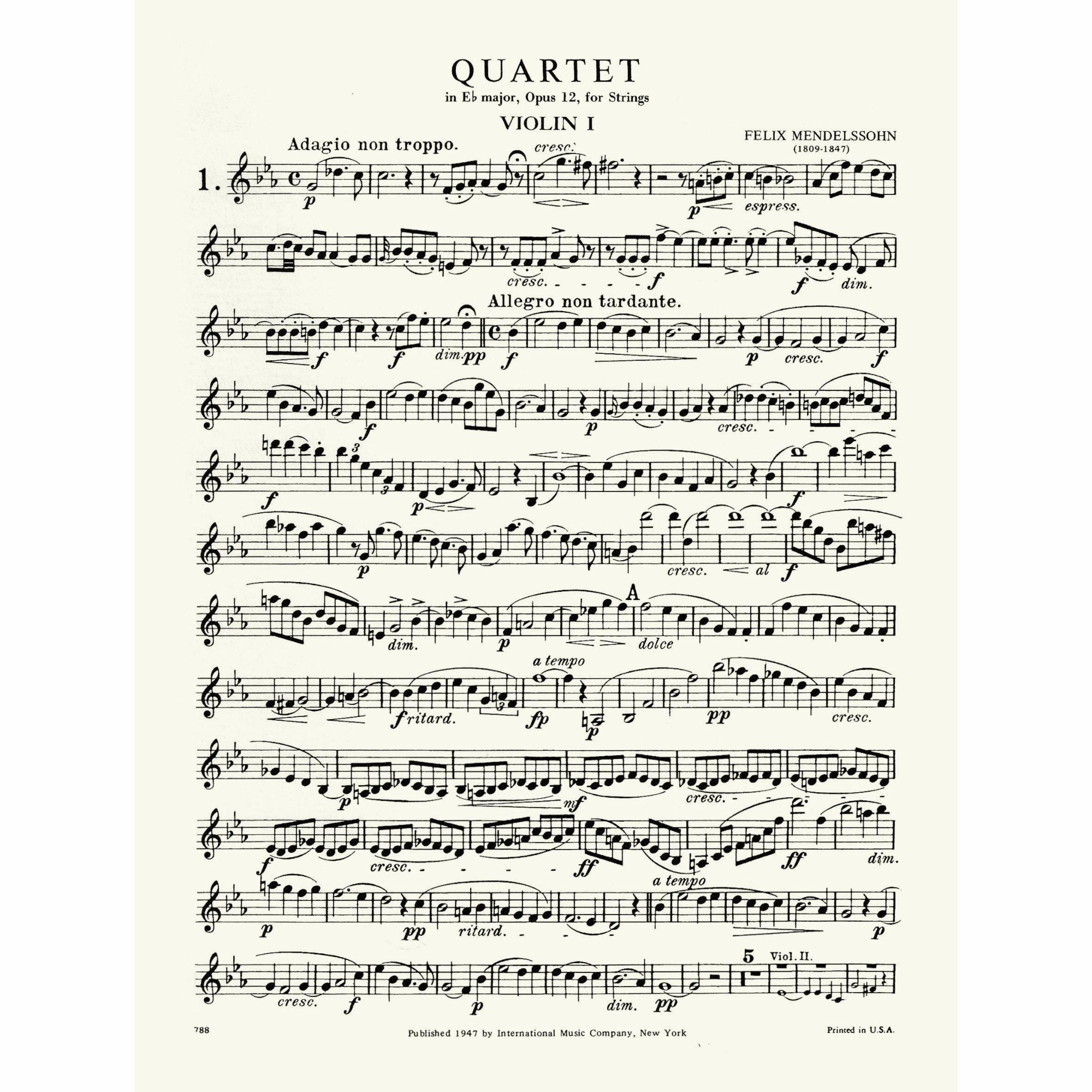 Sample: Violin I (Pg. 1)