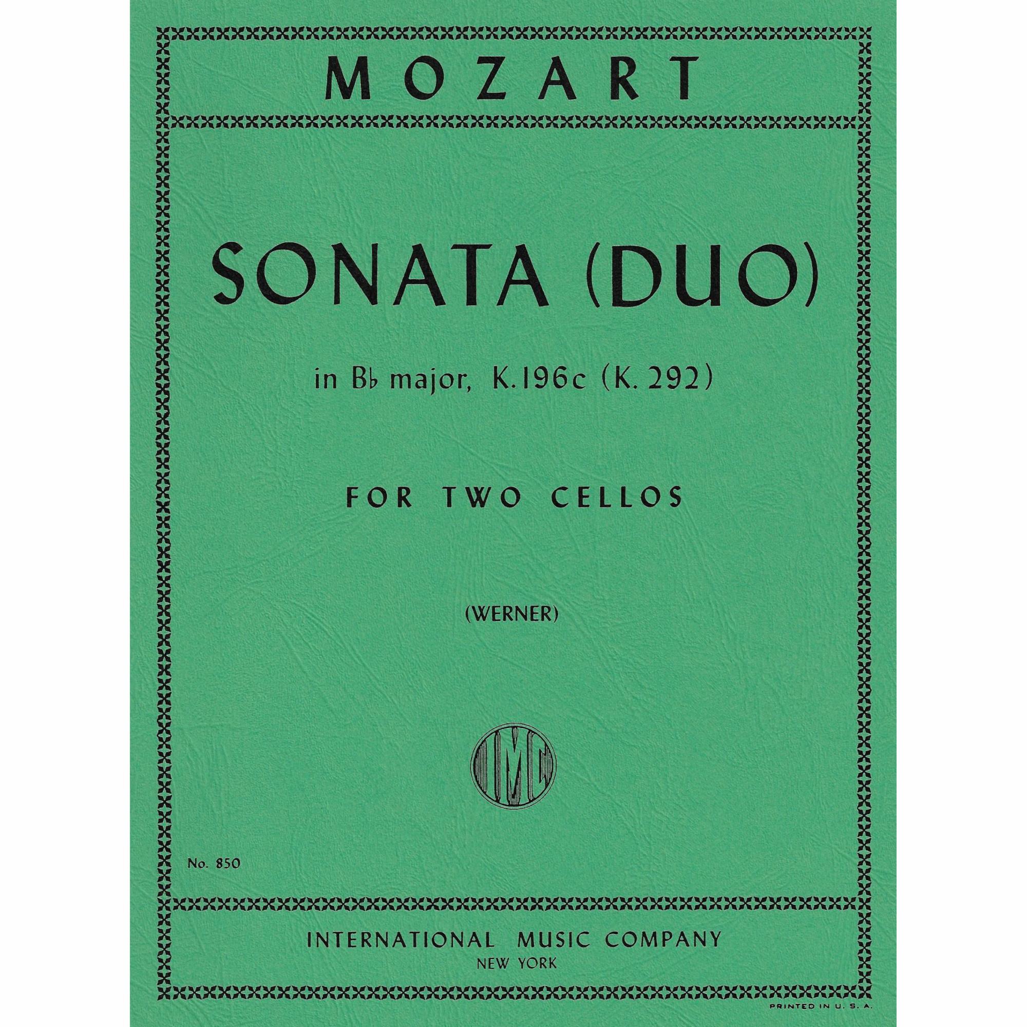 Mozart -- Sonata (Duo) in B-flat Major, K. 196c for Two Cellos