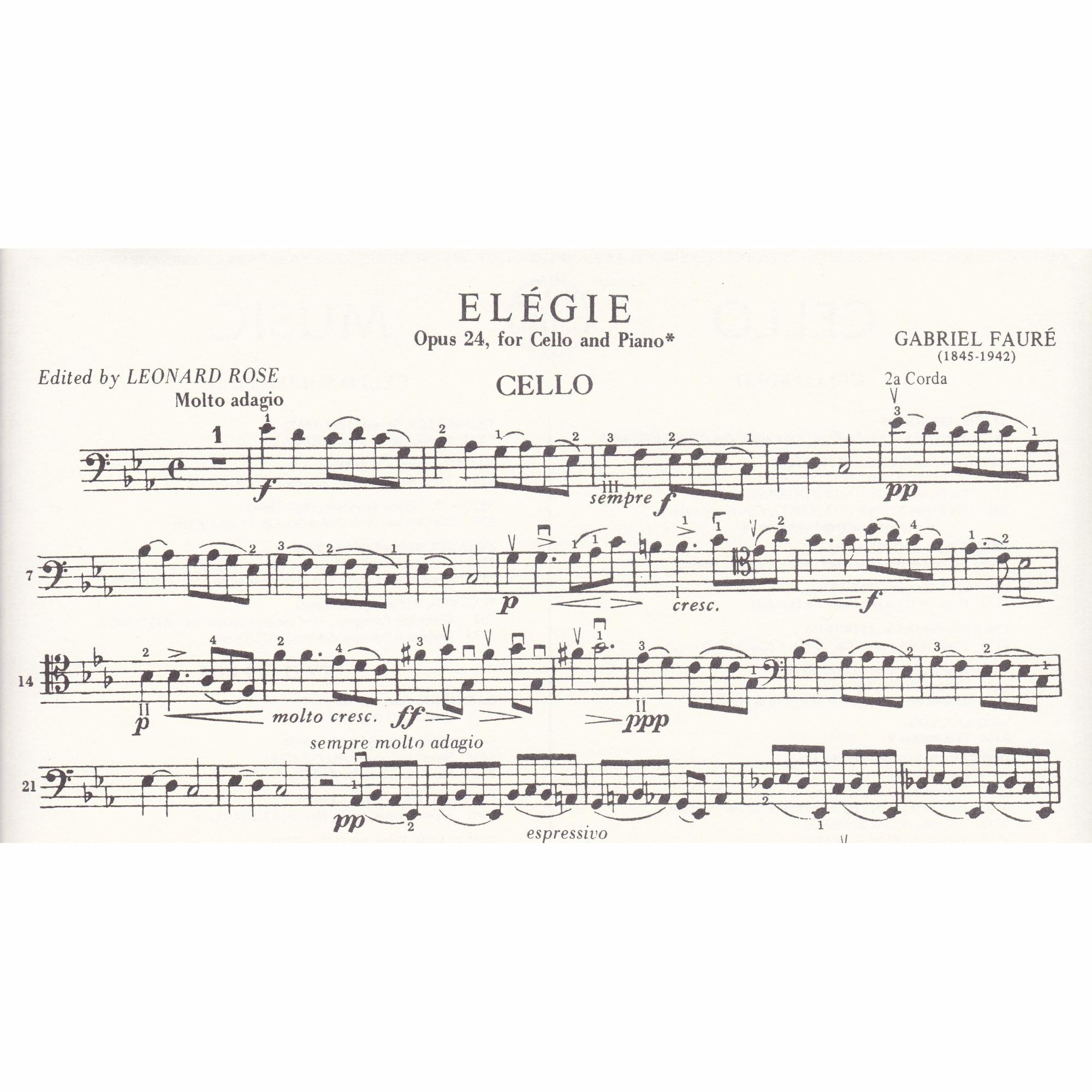 Elegy for Cello and Piano, Op. 24