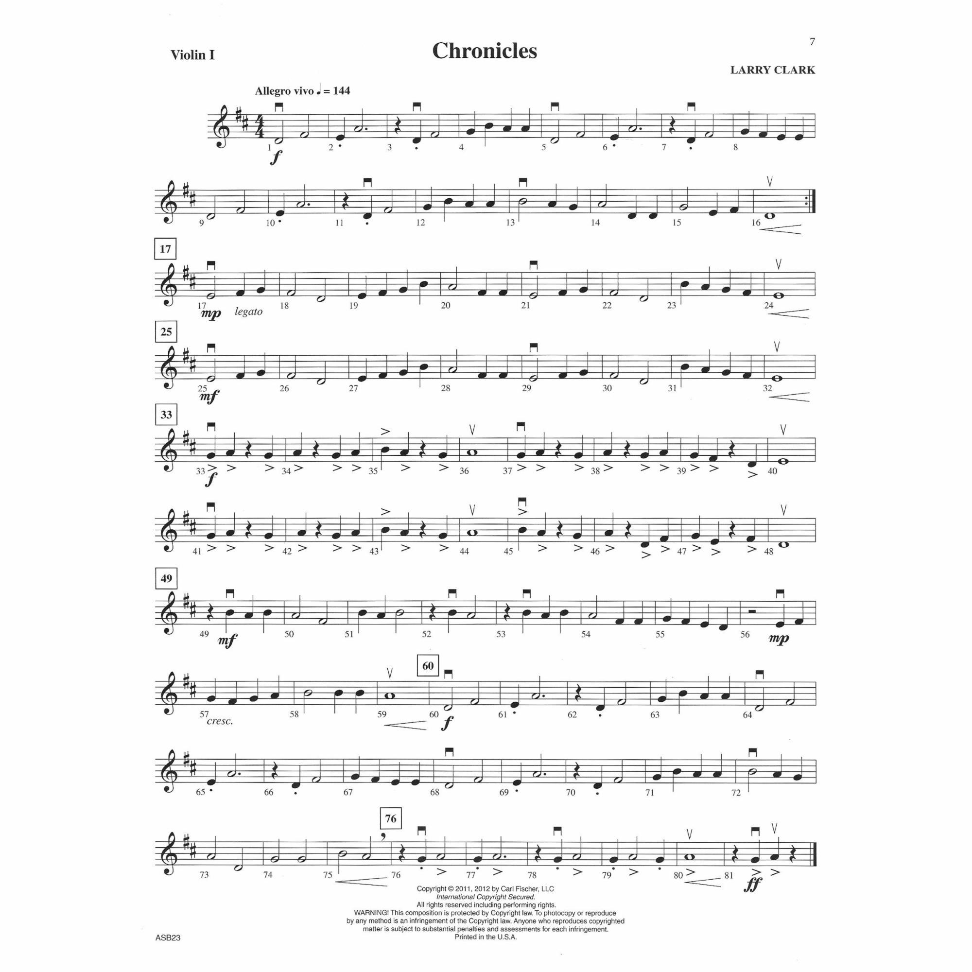 Sample: Violin I (Pg. 7)