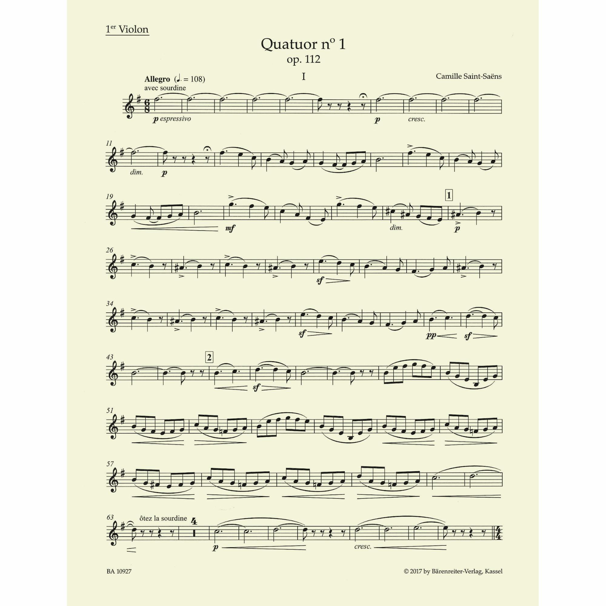 Sample: Violin I (Pg. 1)