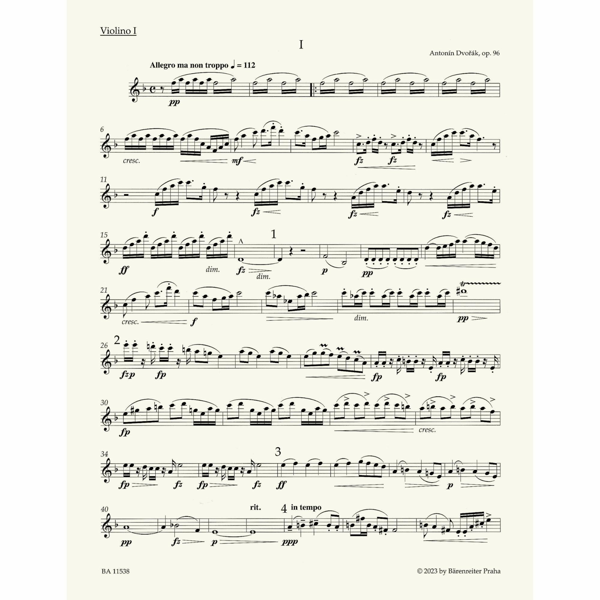 Sample: Violin I Part 