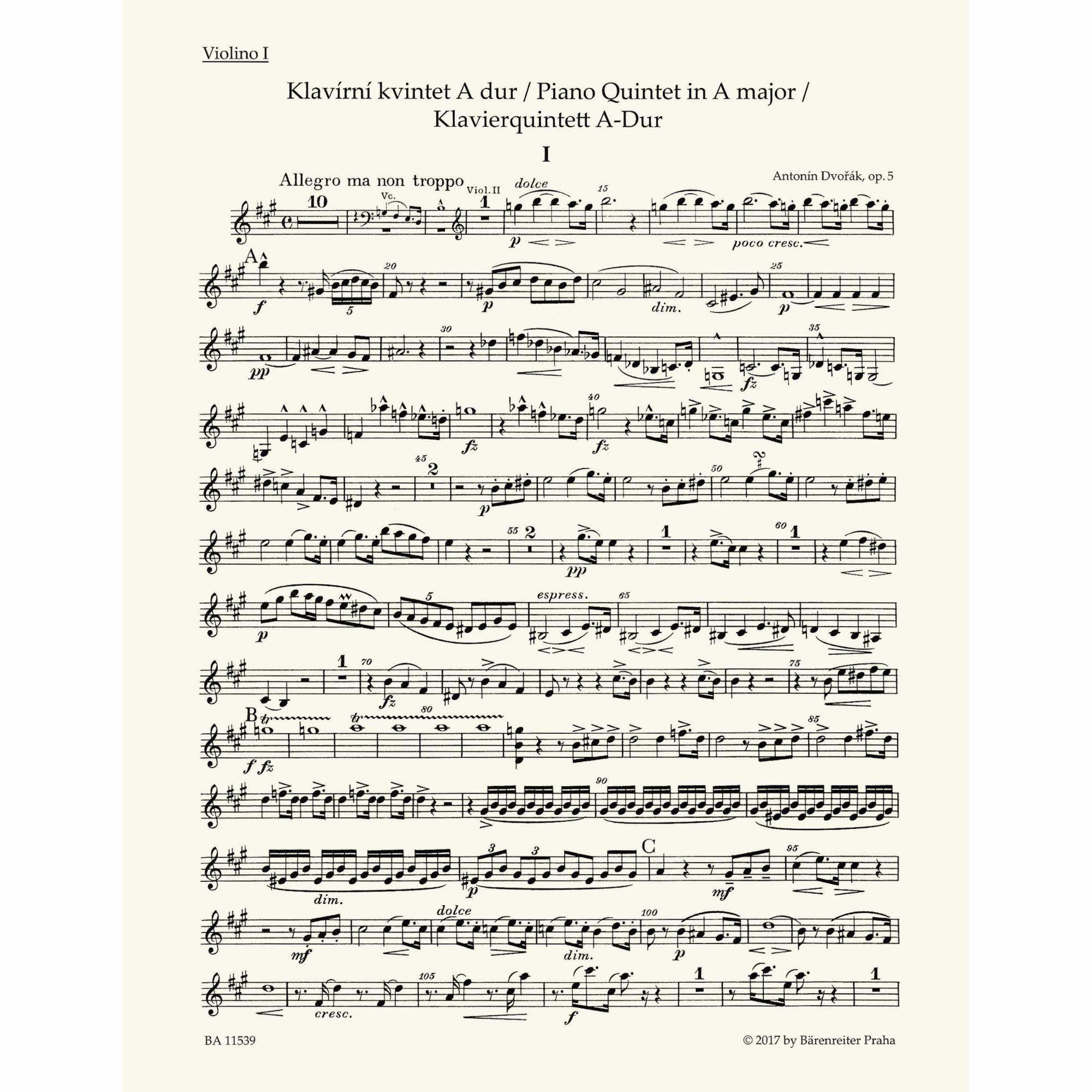 Sample: Violin I (Pg. 1)