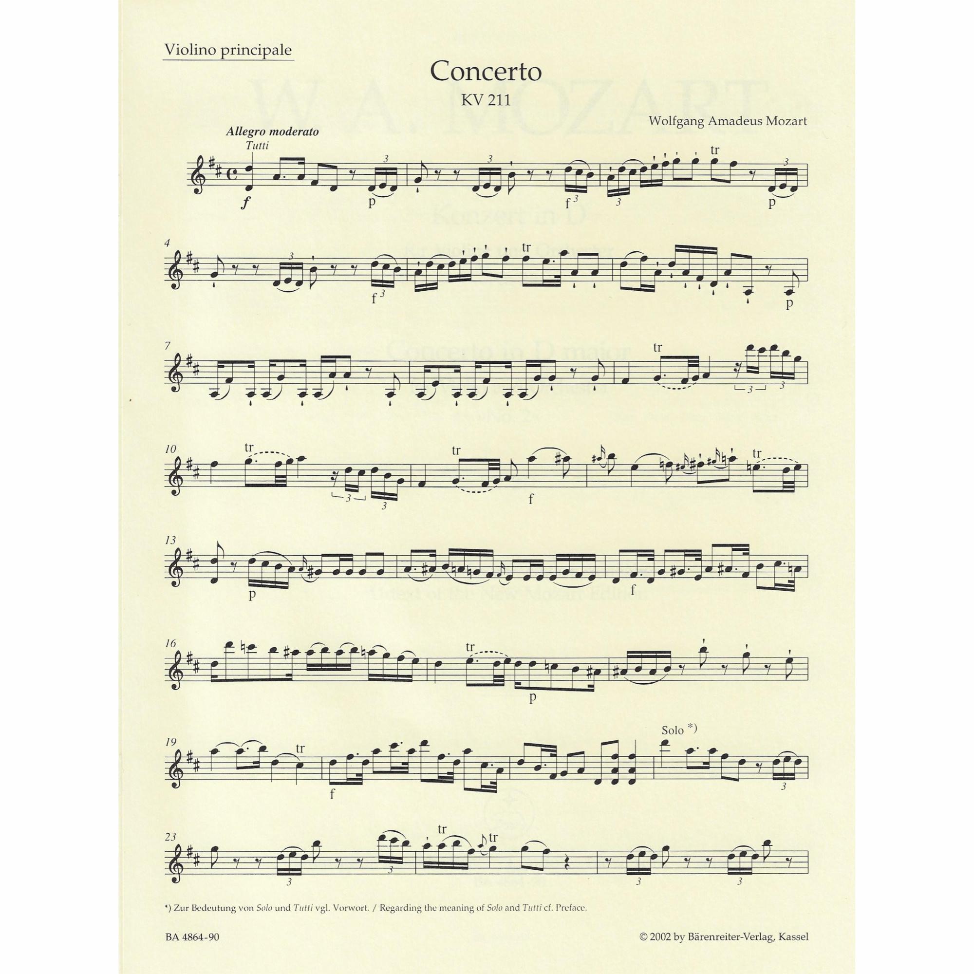 Sample: Urtext Violin Part