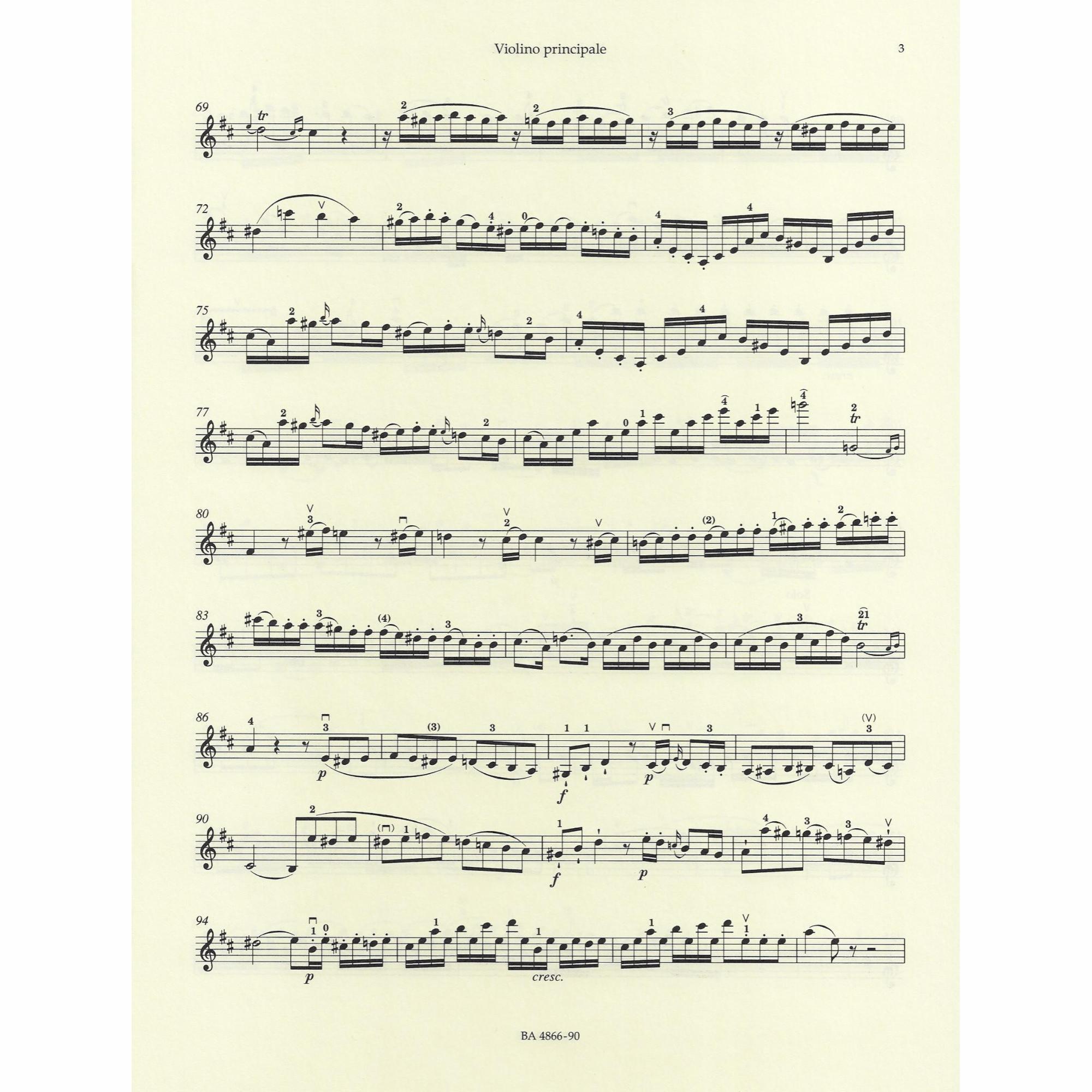 Sample: Marked Violin Part
