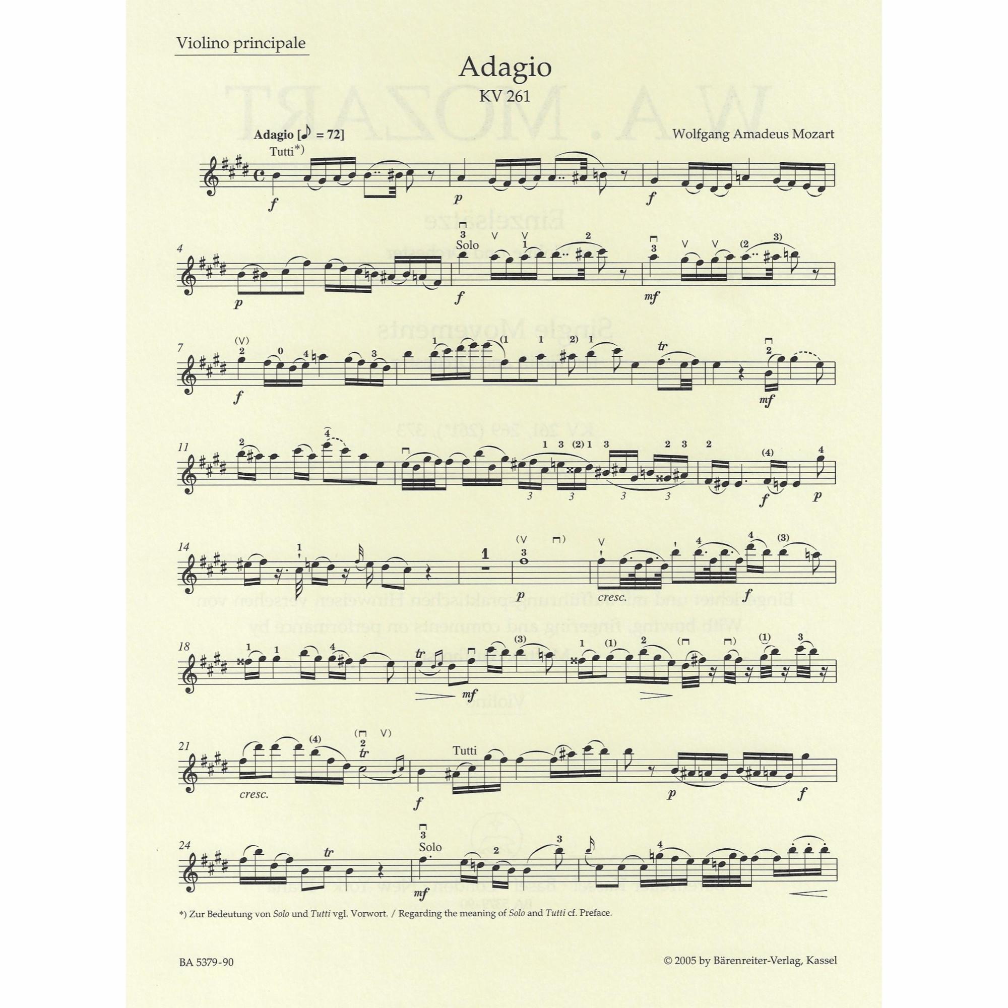 Sample: Marked Violin Part (K. 261)