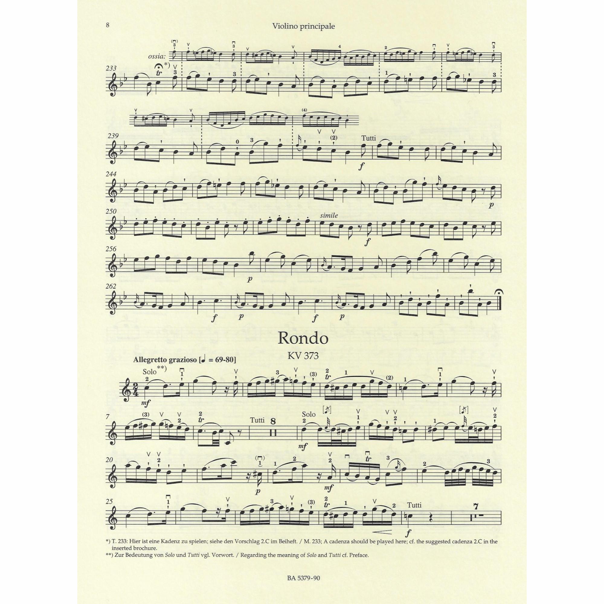 Sample: Marked Violin Part (K. 373)