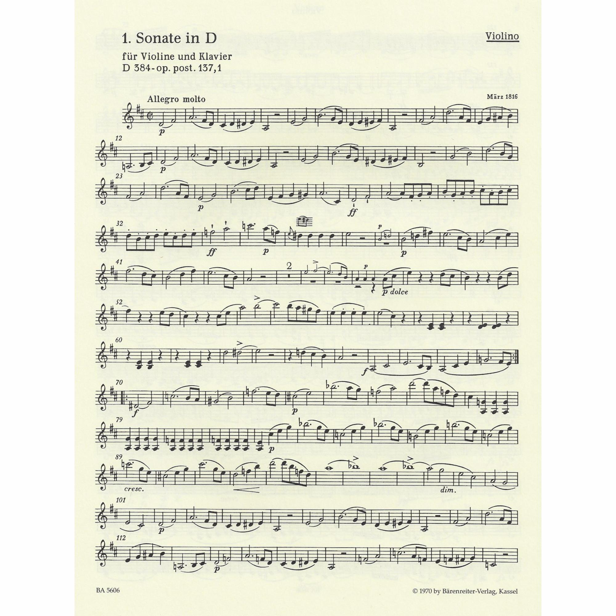 Sample: Violin Part (No. 1)