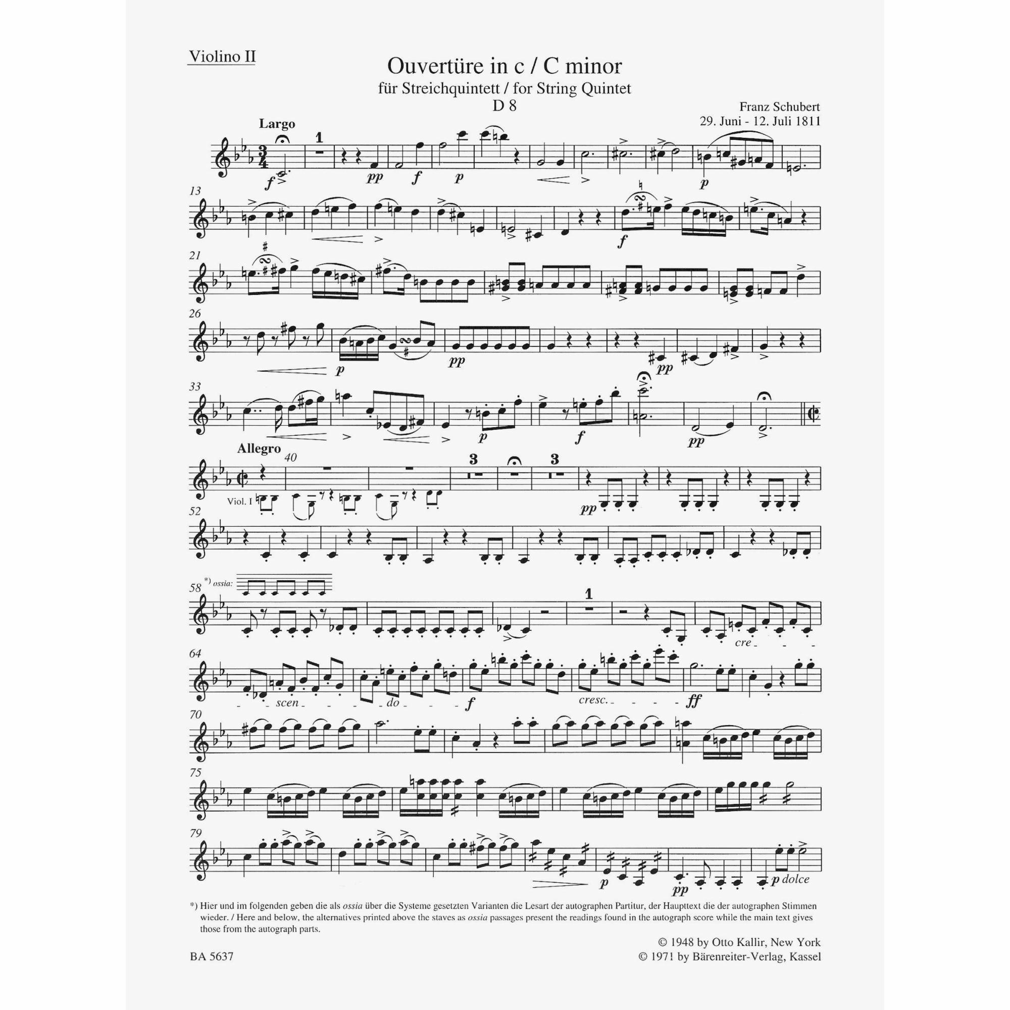 Sample: Violin II (Pg. 1)