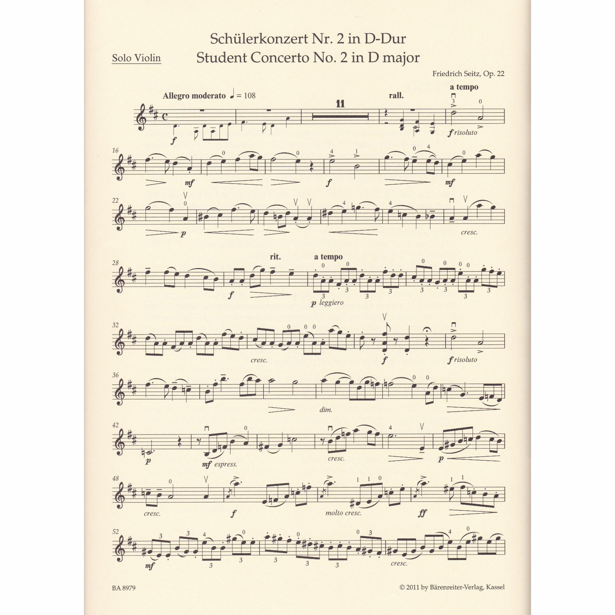 Student's Violin Concerto No. 5 in D Major, Op. 22