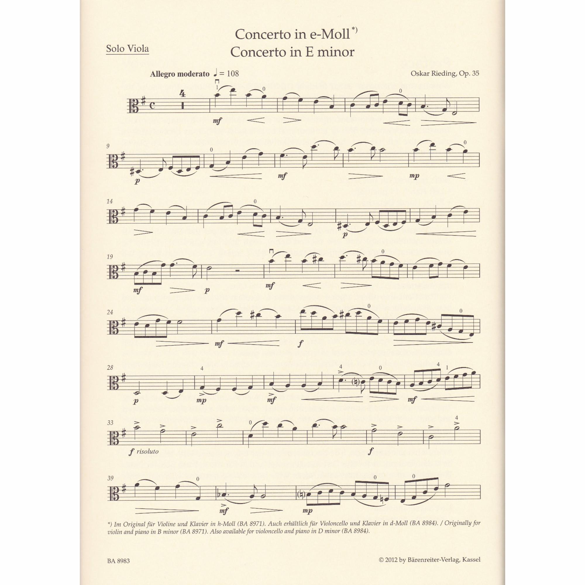 Viola Concerto in E Minor, Op. 35