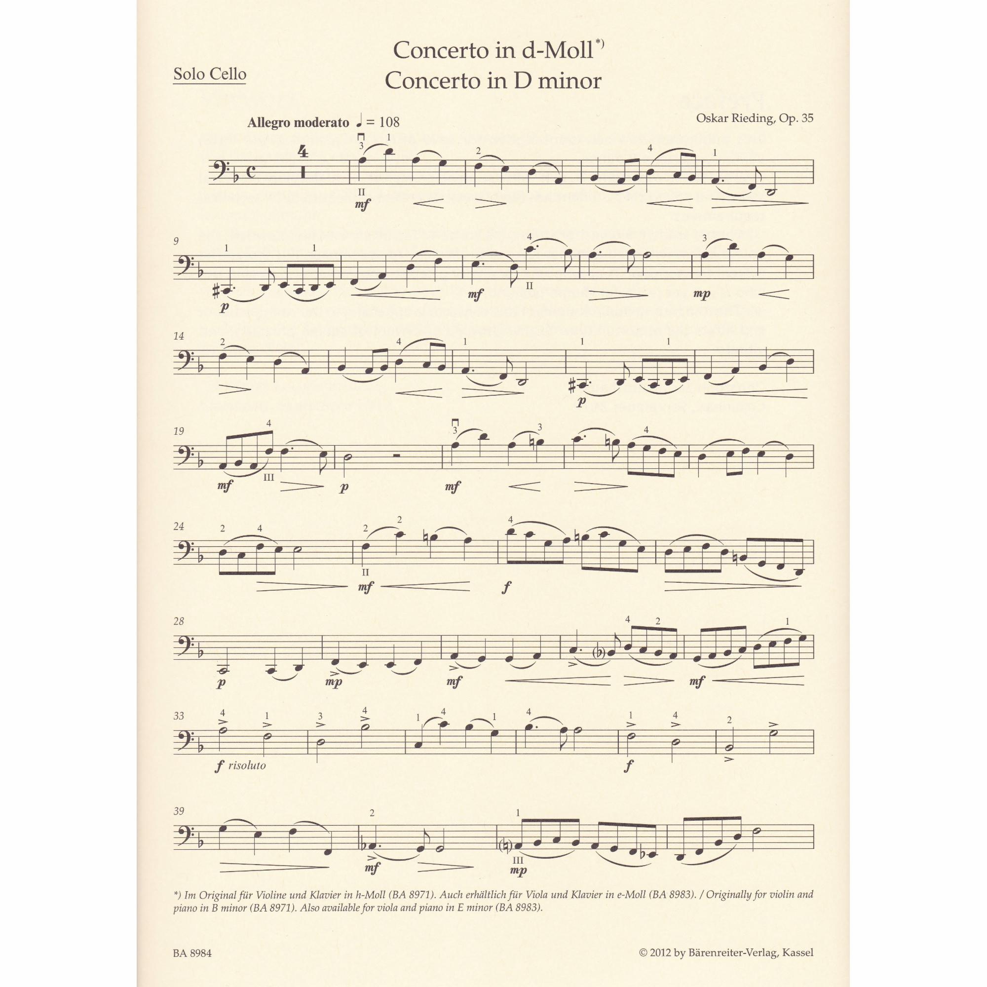 Cello Concerto in D Minor, Op. 35