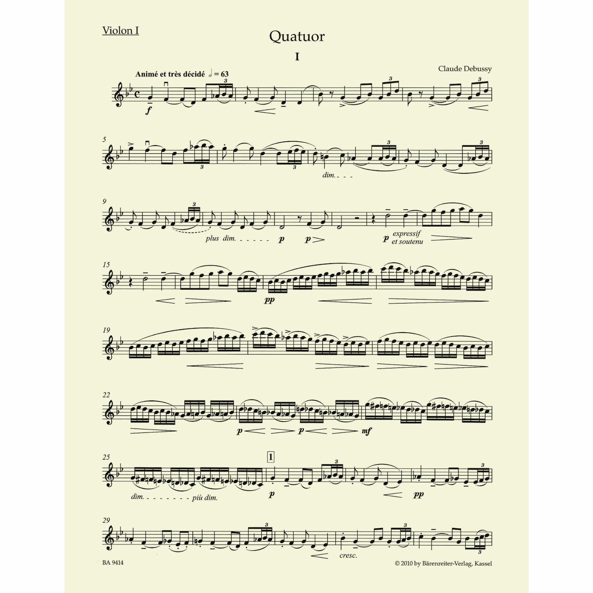 Sample: Violin I (Pg. 1)