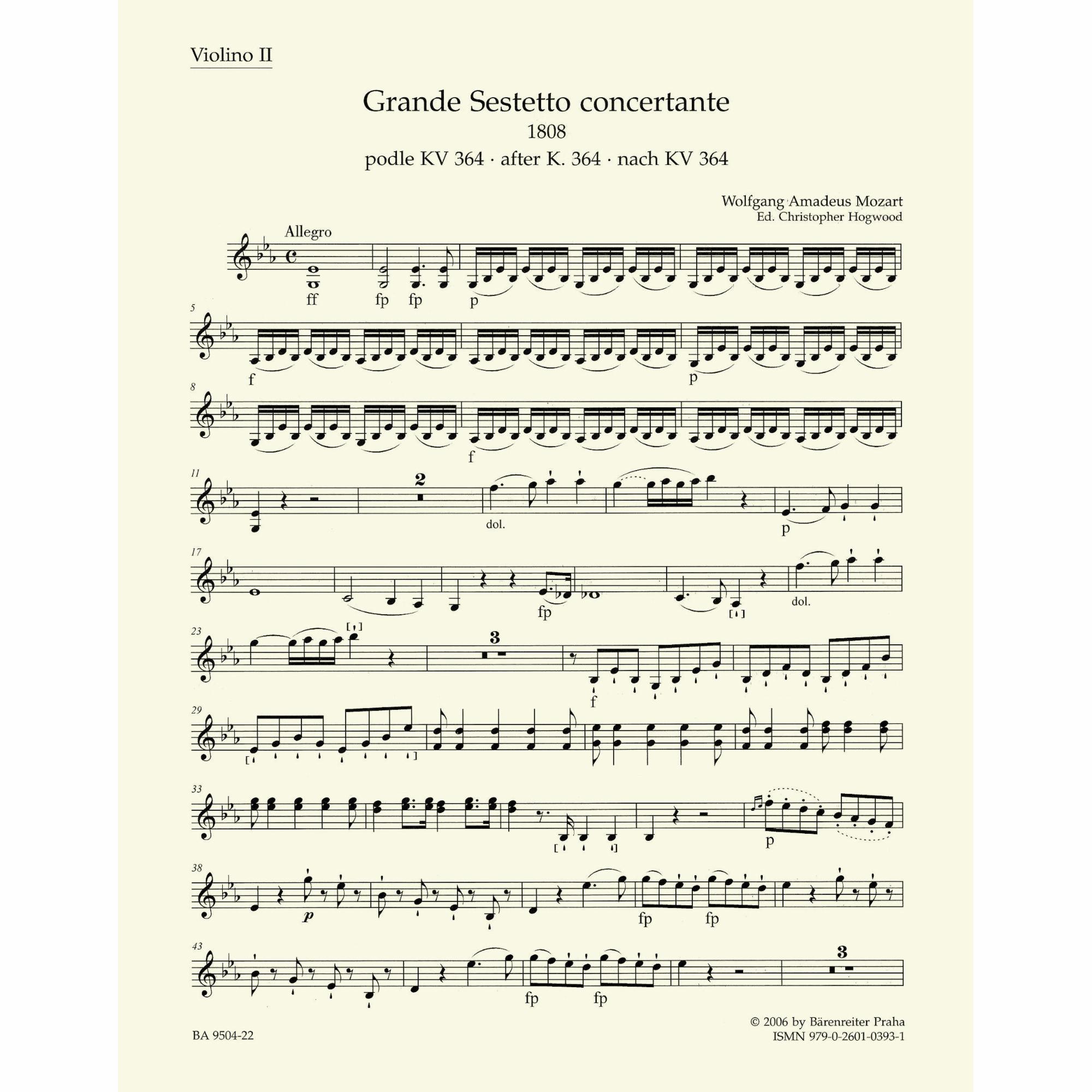 Sample: Violin II (Pg. 1)