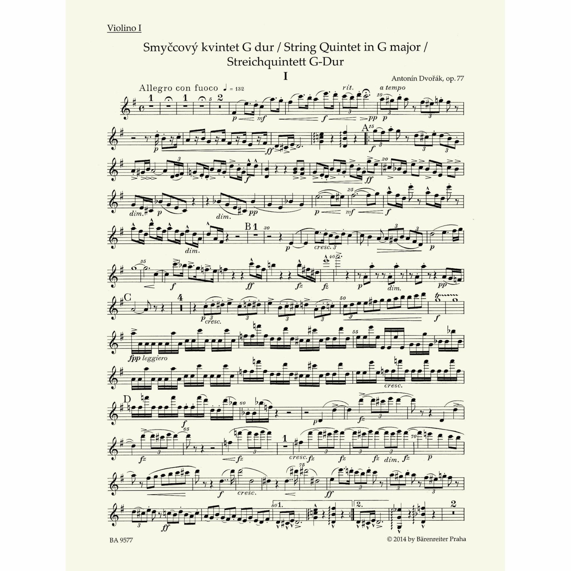 Sample: Violin I (Pg. 1)