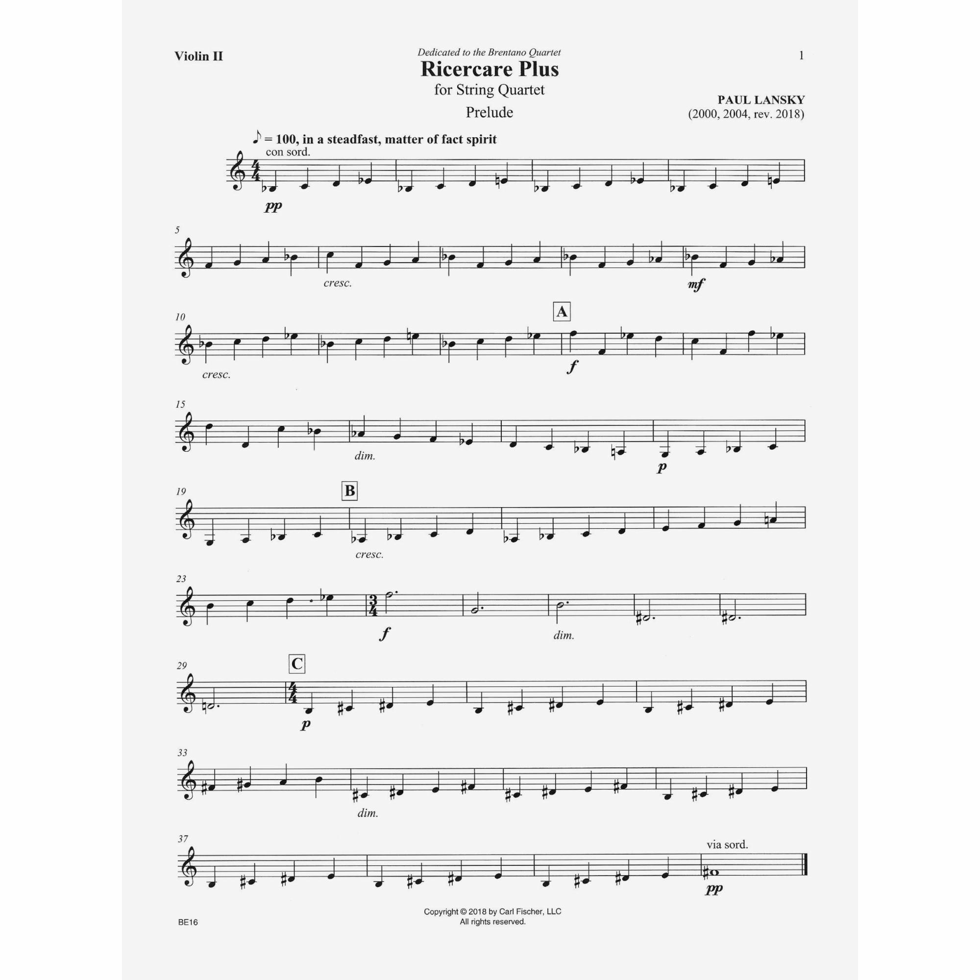 Sample: Violin II (Pg. 1)