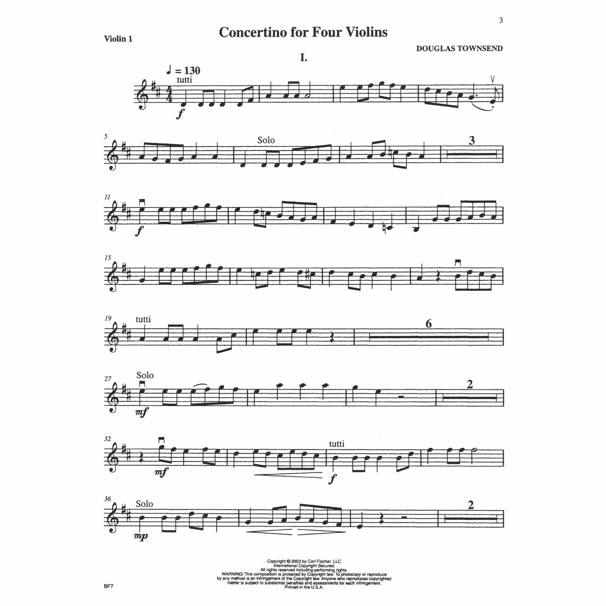 Sample: Violin I (Pg. 1)