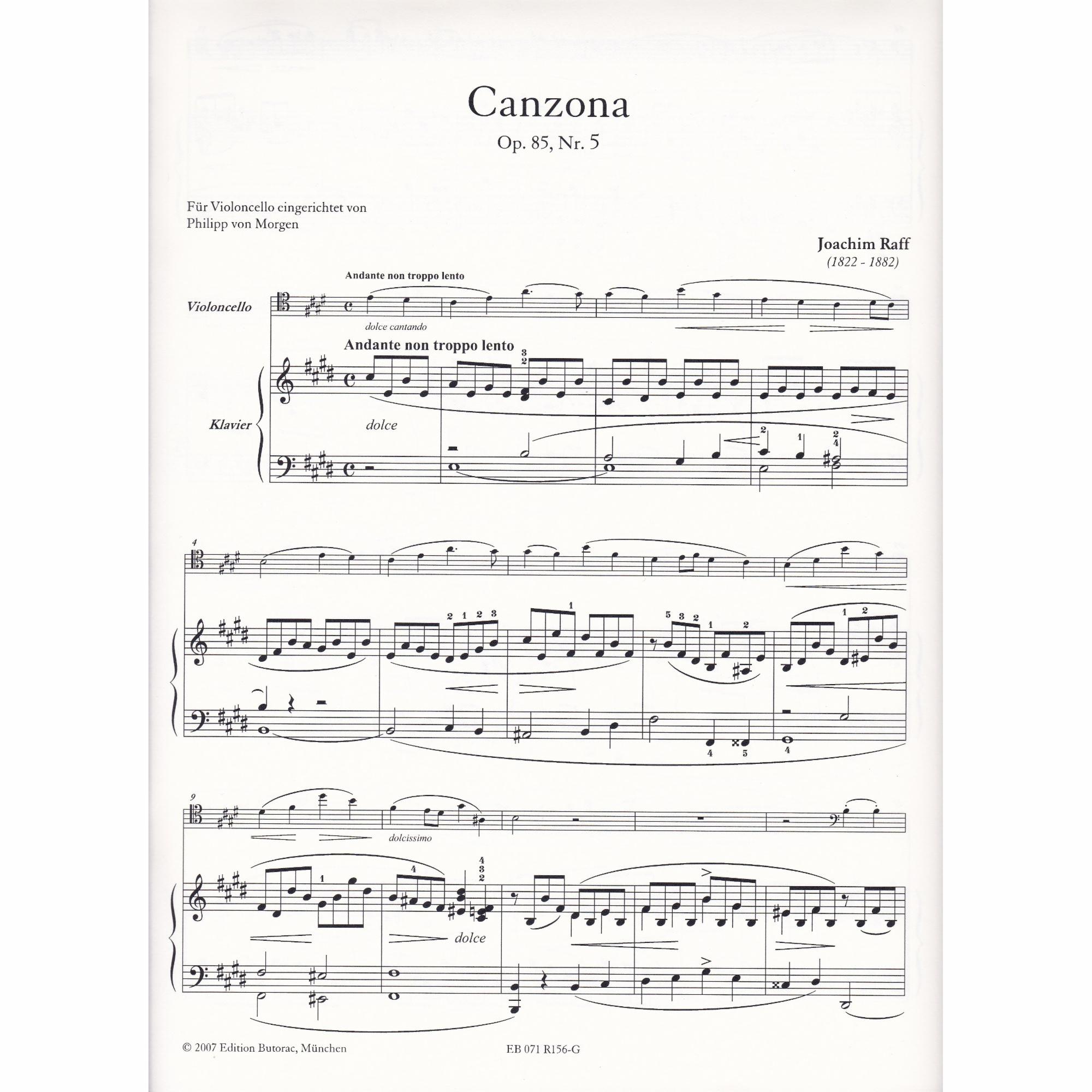 Canzona for Cello and Piano, Op. 85, No. 5