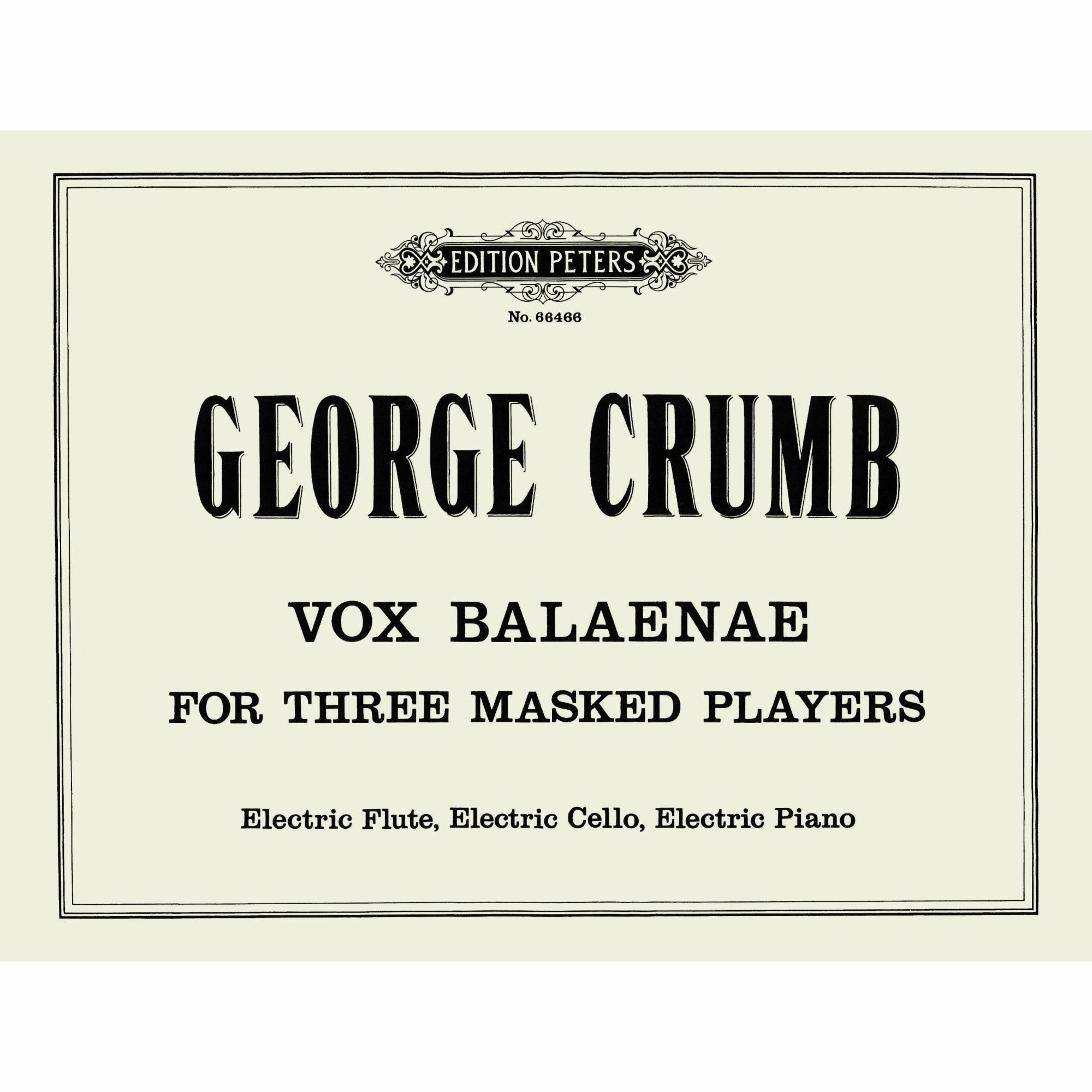 Crumb -- Vox Balaenae for Three Masked Players