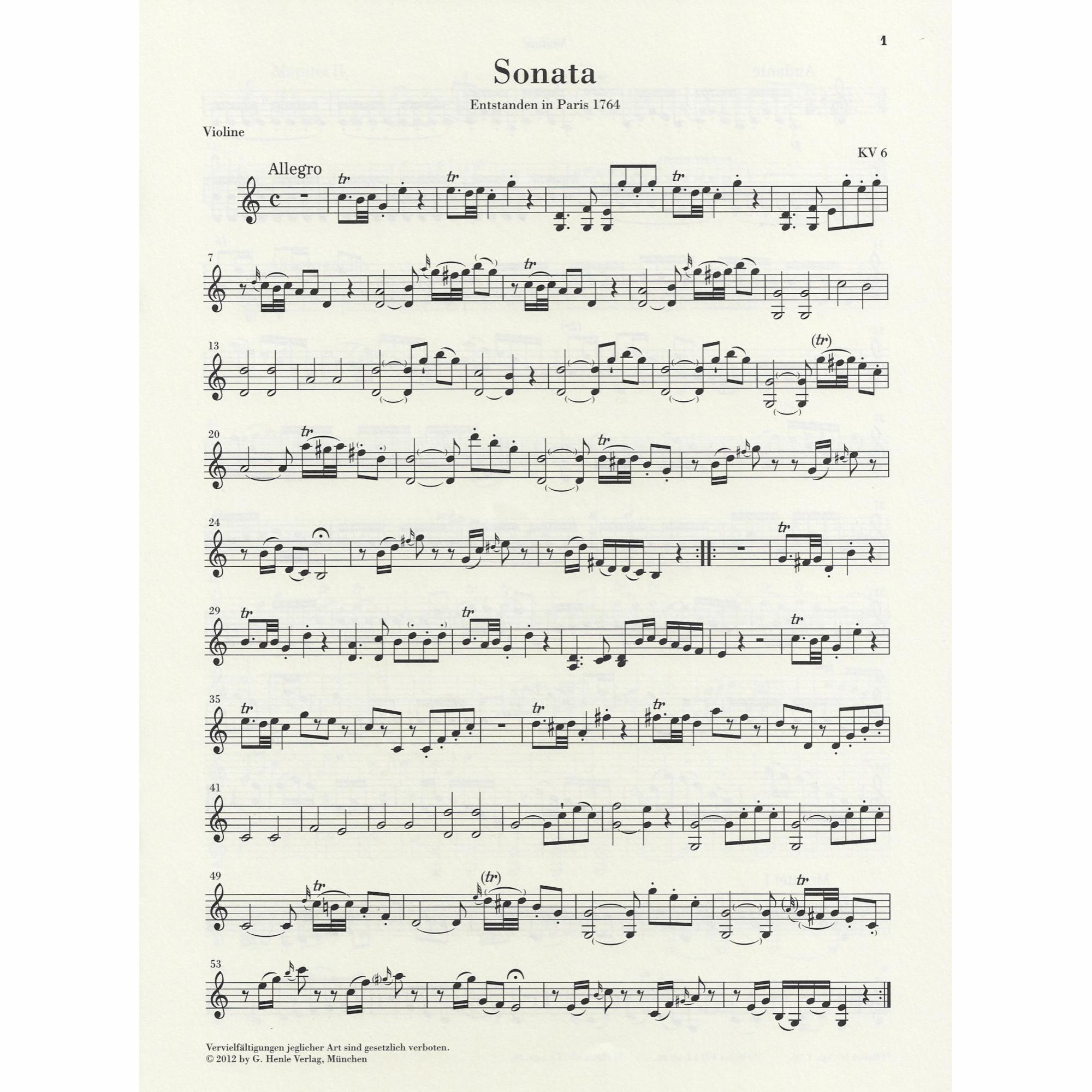 Sample: Vol. I, Urtext Violin Part
