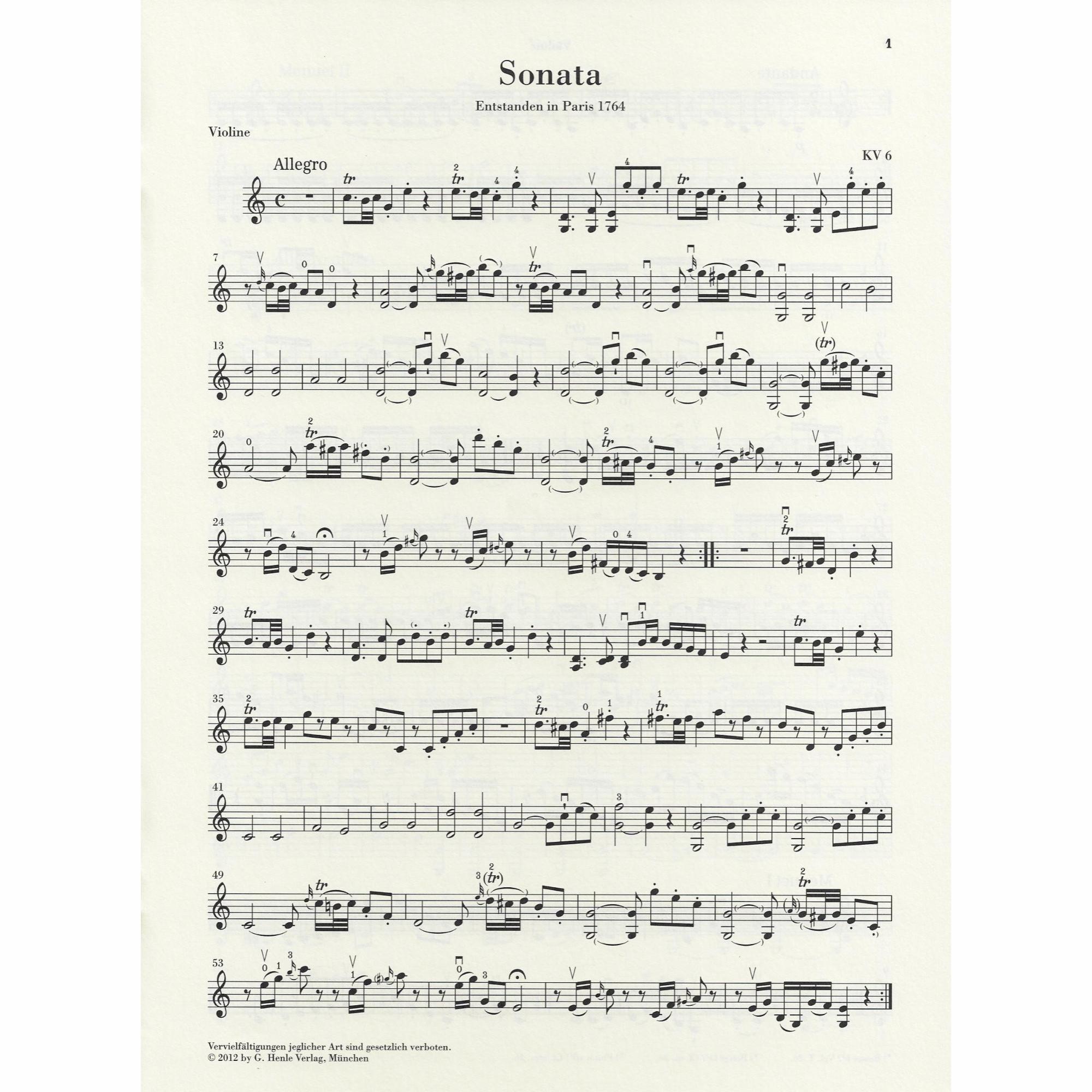 Sample: Vol. I, Marked Violin Part