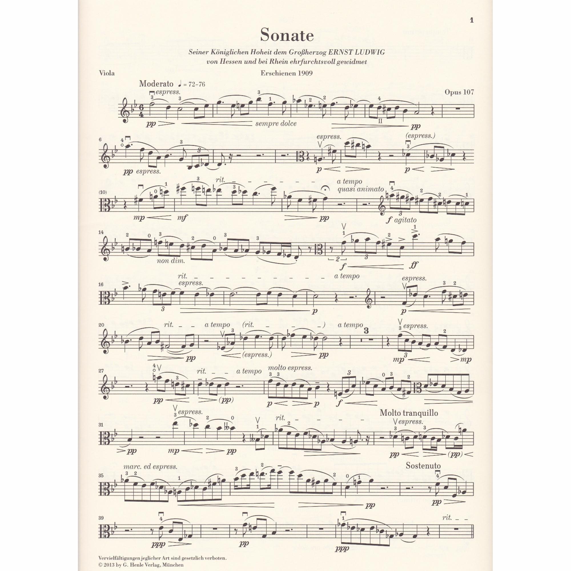 Viola Sonata in B-Flat Major, Op. 107