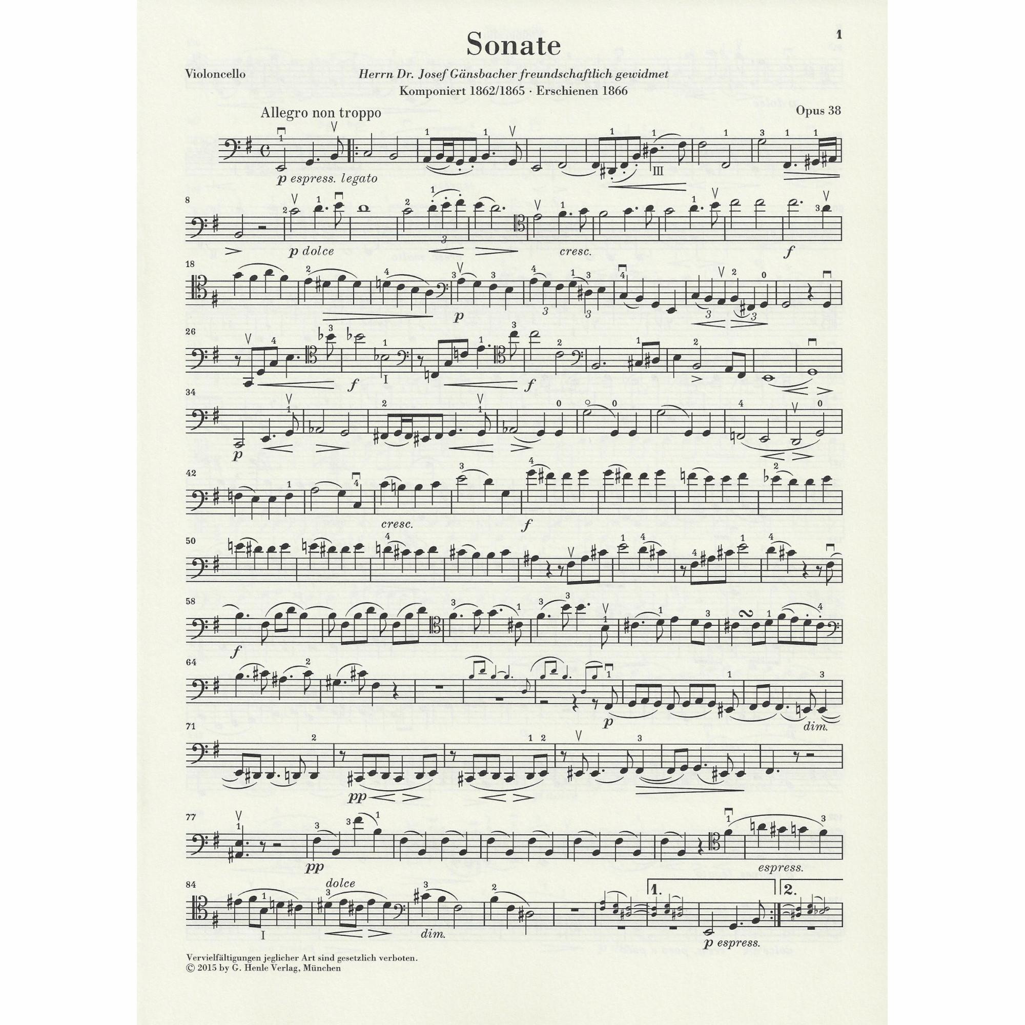 Sample: Marked Cello Part