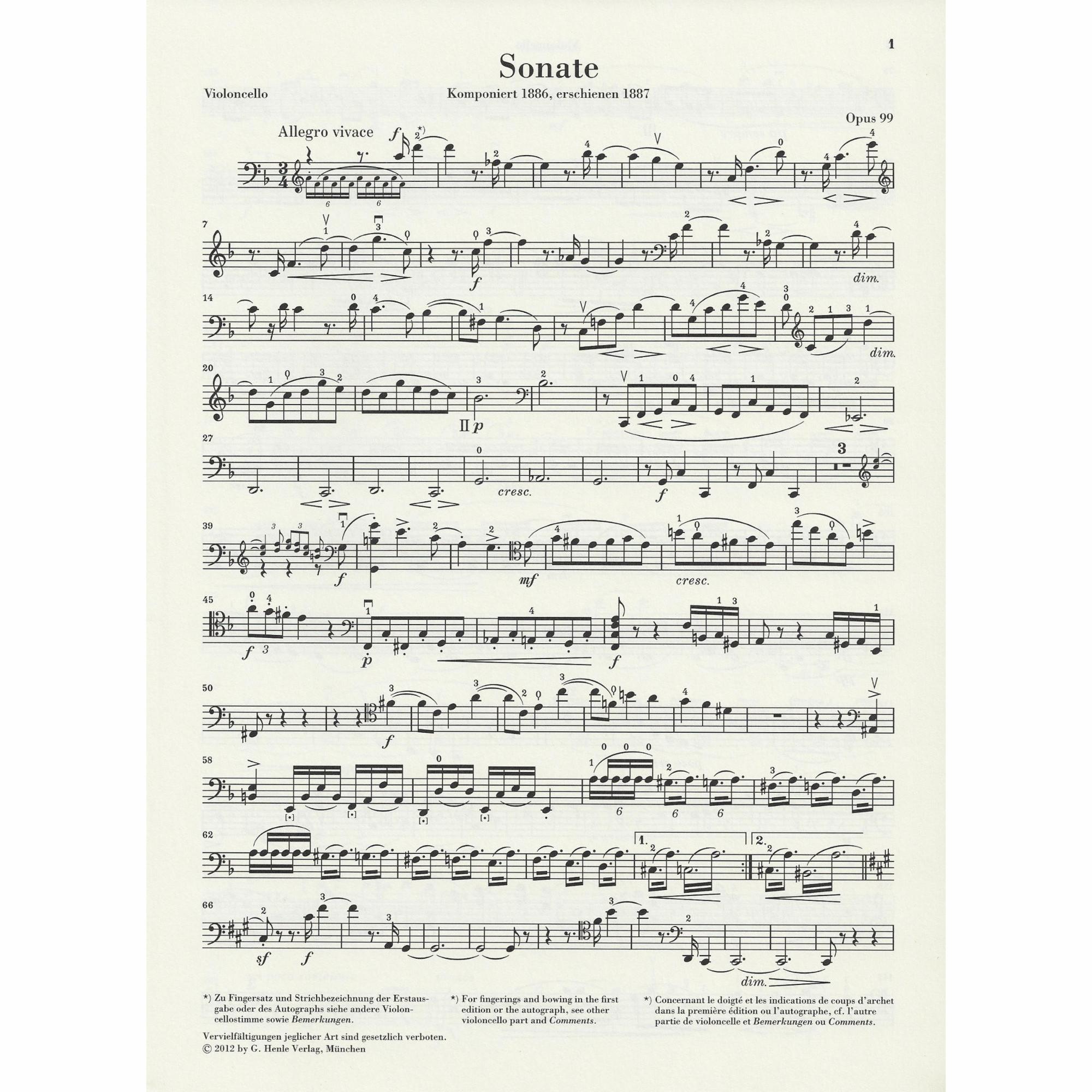 Sample: Marked Cello Part
