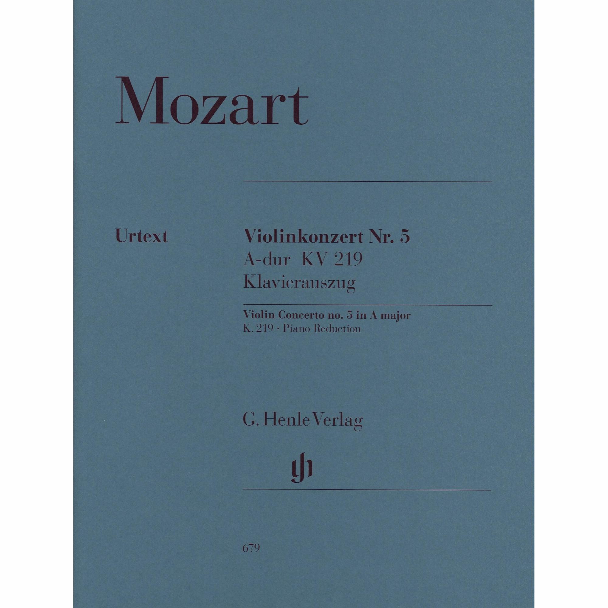 Mozart -- Concerto No. 5 in A Major, K. 219 for Violin and Piano