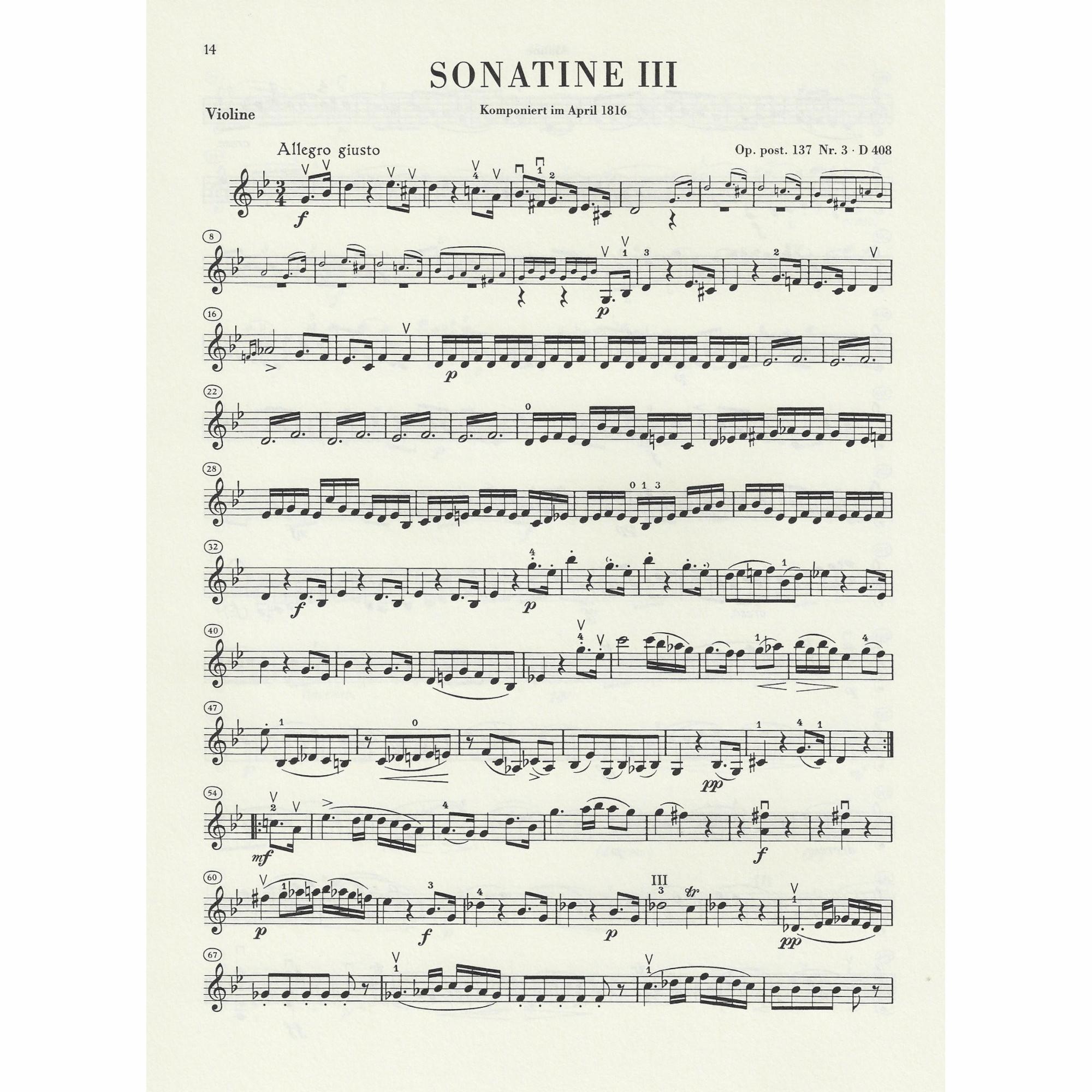 Sample: Marked Violin Part (No. 3)
