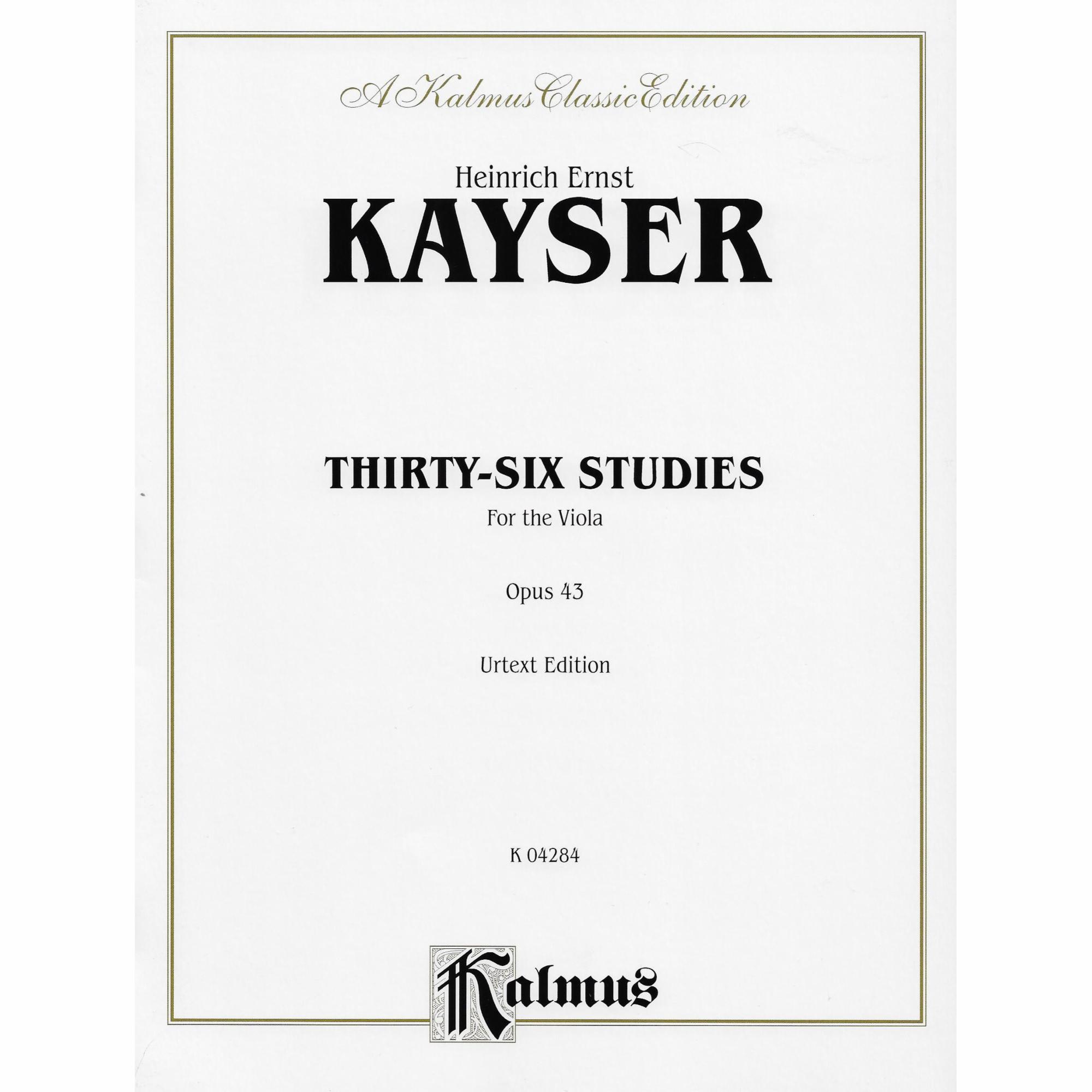Kayser -- Thirty-Six Studies, Op. 43 for Viola