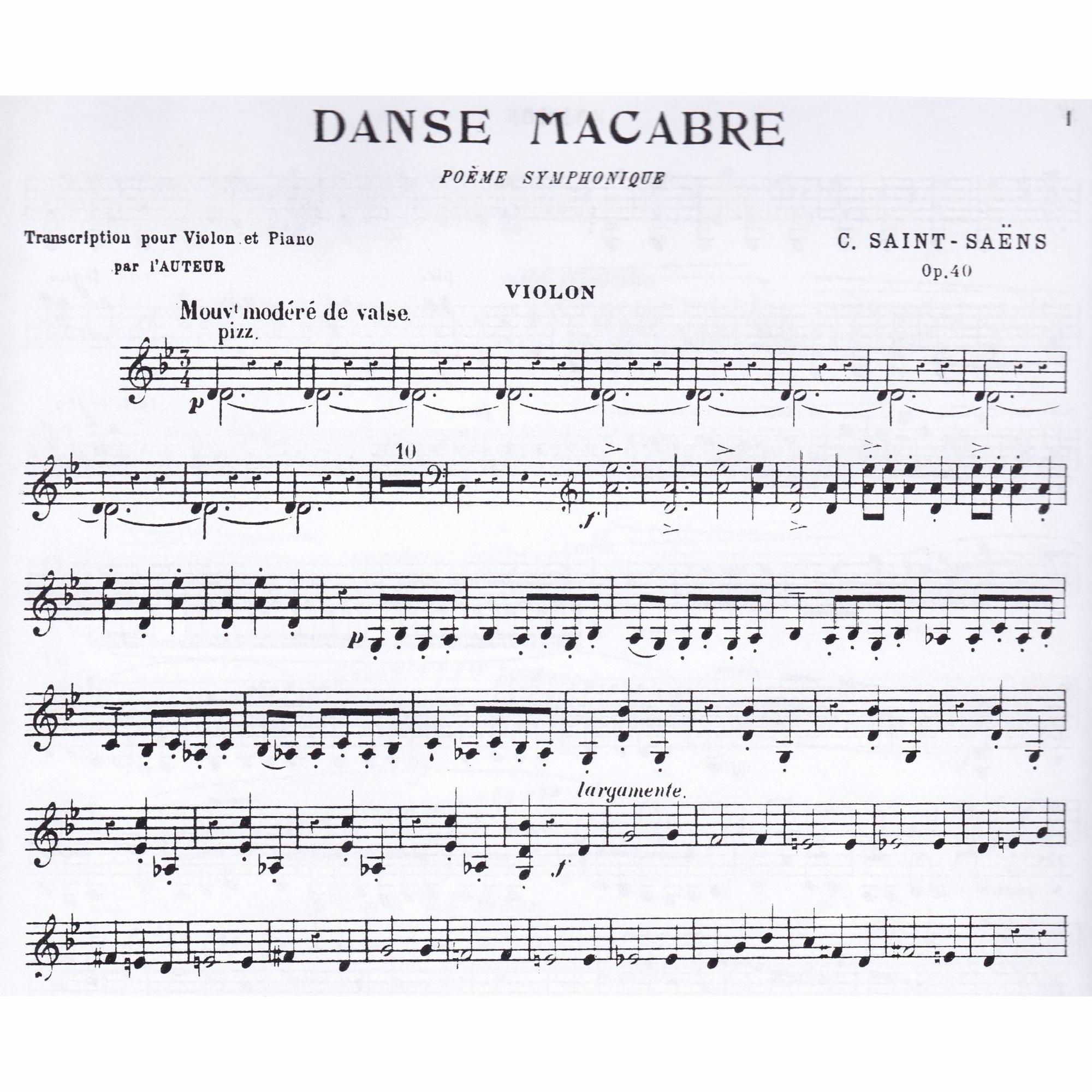 Danse Macabre for Violin and Piano, Op. 40
