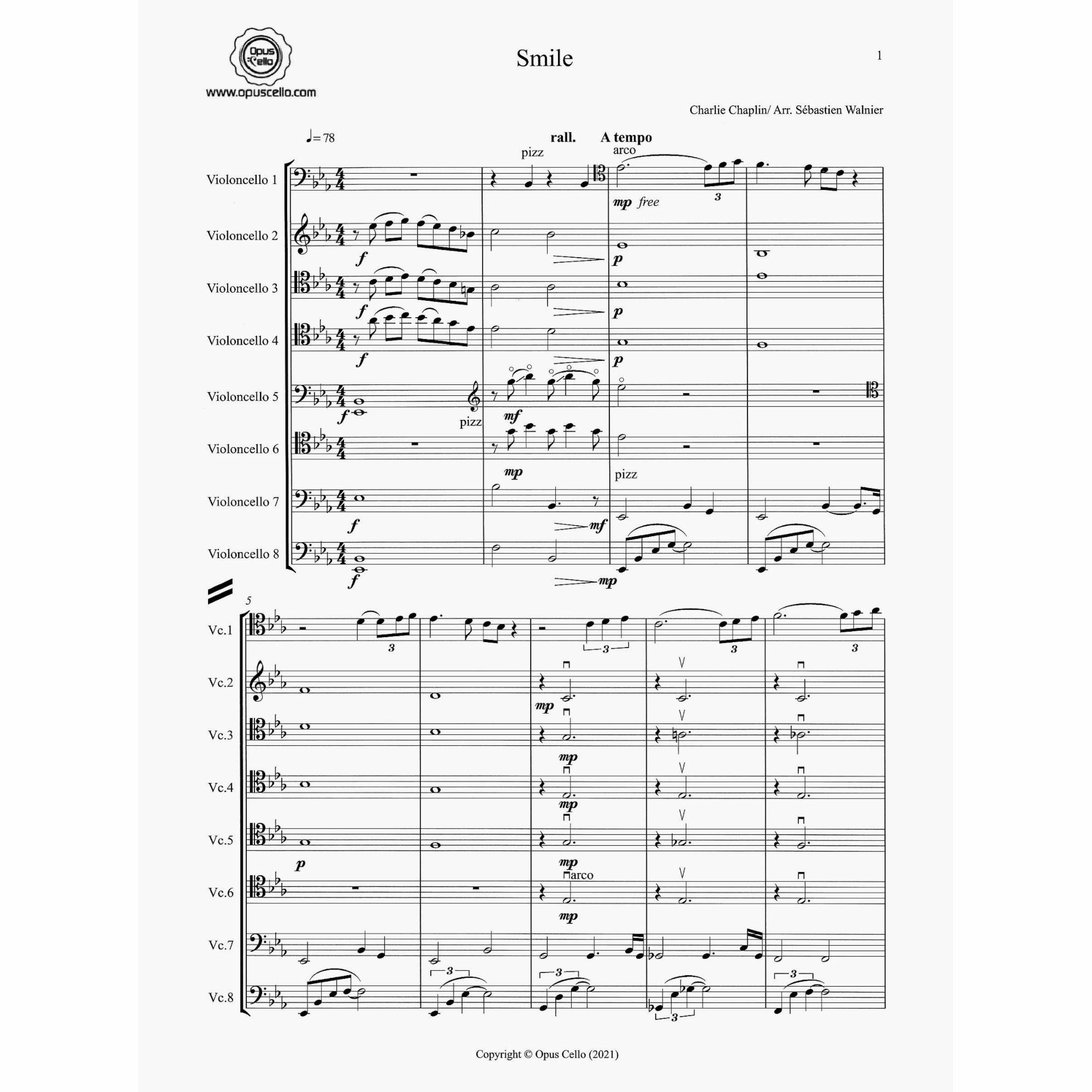 Sample: Eight Cellos, Score