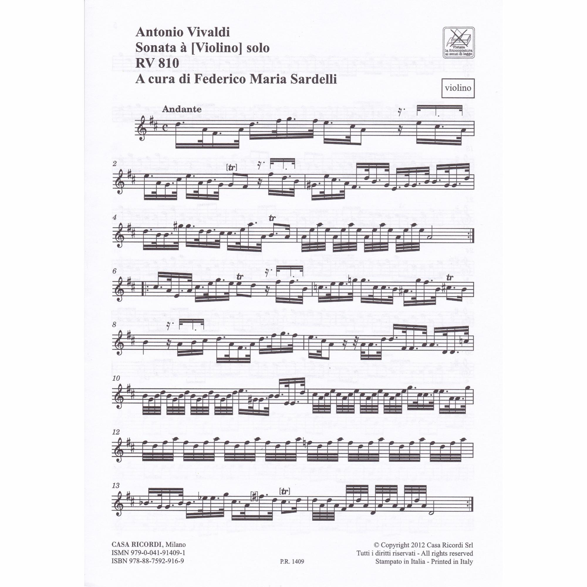 Violin Sonata in D Major, RV 810