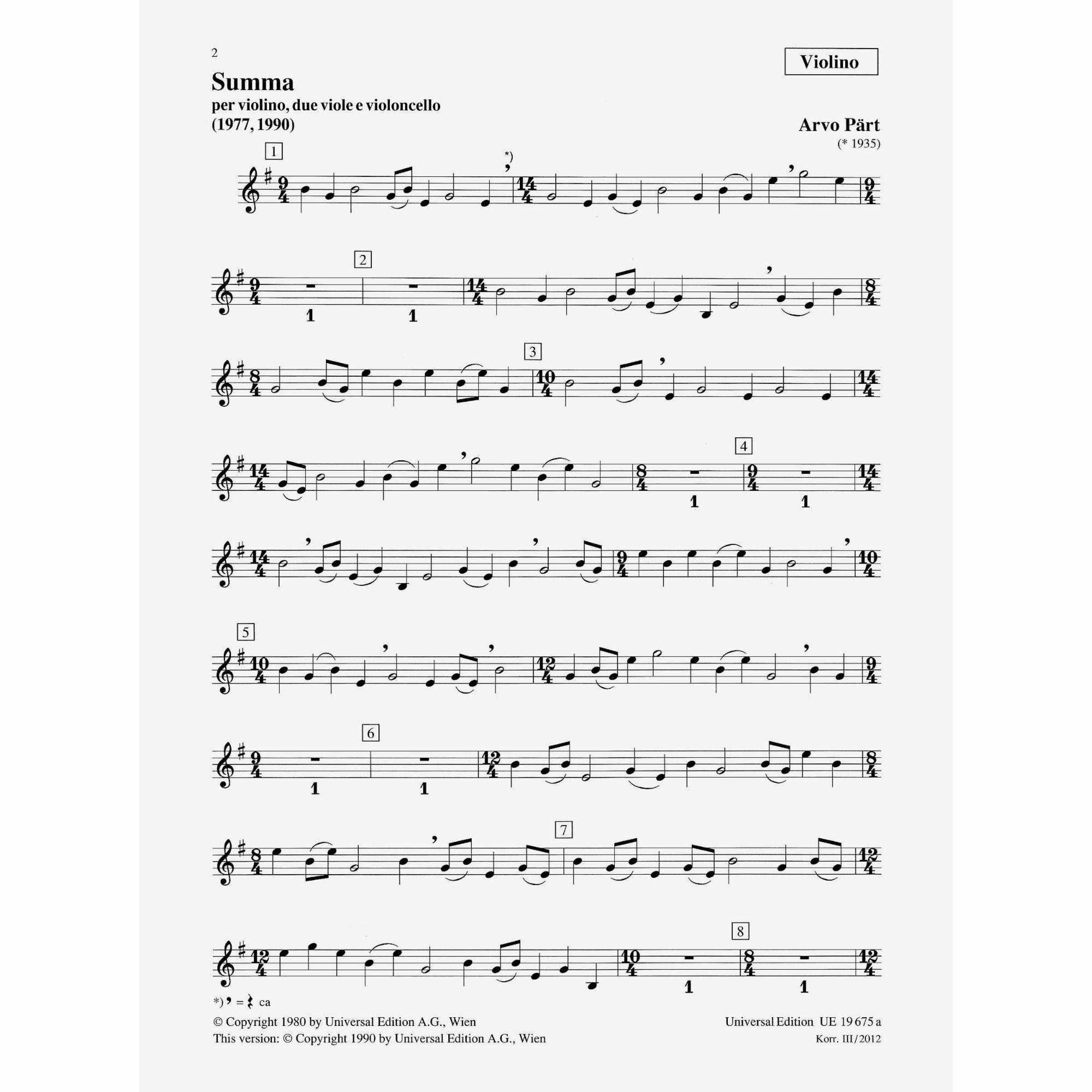 Sample: Violin I (Pg. 2)